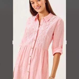 Lilly Pulitzer Shaela Light Pink Linen Dress; Size Small